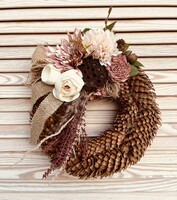 Natúr koszorú ajtódísz