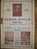 1928, Verne Gyula összkiadás, hatalmas illusztrált aláírásgyűjtő ív
