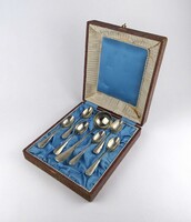 1X784 Antik WELLNER alpakka evőeszköz készlet kanál készlet eredeti dobozában 7 darab