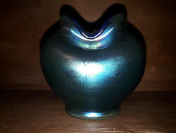 Steuben Glass / Kék Aurene / üveg váza / U.S.A.