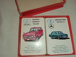 Autó-kvartett autóskártya 40 lapos, piros - Szocreál kártyajáték.Kvartett. - retro gyerekkártya