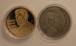 Puskás Öcsi érem lot: aranyozott Nagy Magyarok + ezüst érem Ag.999 15,5g