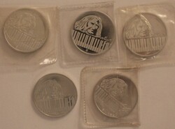 Liszt Ferenc 1811-1886 emlékérem 1886 - AL 5 db