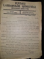 1927, ritka focis újság, ifjúsági labdarúgószövetség értesítője