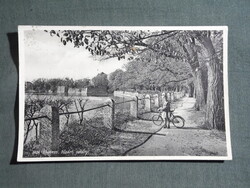 Képeslap,Tata,vár,tóparti sétány látkép,részlet, 1930-