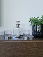Ón szerelékes vintage olasz ( Brescia Peltro)whiskys készlet- elegáns art deco stílusú üvegmunka