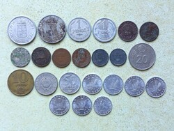 Magyarország 23 db Különböző Érme 2,10,20,50 Fillér 1,2 Pengő 1,10,20 Forint 1894-1990