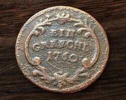 1 greschl 1760, Ausztria ½ krajcár 1777 és 1776 egyben a 3 pénz