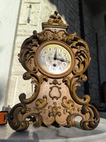 Antik Bécsibarokk rokokó stílusú fa asztali óra