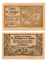 Ausztria Notgeld St. Georgen an der Gusen 50-99 Heller 1920 2 db