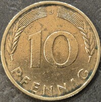 Németország 10 pfennig, 1994 Verdejel "J" – Hamburg