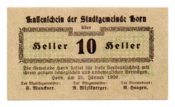 Ausztria Notgeld Horn 10 Heller 1920