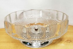 Vitange kristály gyümölcs kínáló ezüstözött talppal, 1920-s évek ritkaság az ebédlődbe