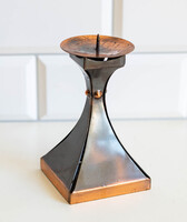 Retro ötvösművész gyertyatartó - retro dísztárgy fém iparművész, fémműves designer darab