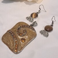 Tűzzománc  medál fülbevaló .