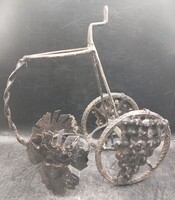 Retro asztali bortartó szekér bronzos vas, 26 cm magas. 4152b