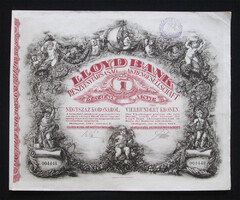 Lloyd Bank Részvénytársaság részvény 400 korona 1921