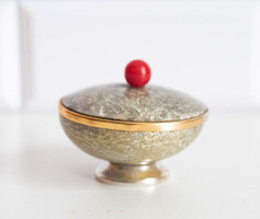 Vintage szelence zománc festéssel - retro stílusú tároló doboz