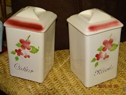 3 DB. !!!!  RÉGI GRÁNIT KÁVÉ ÉS CUKOR TARTÓ + FALI SÓTARTÓ ( KONYHAI KÉSZLET SZETT )