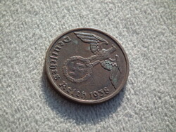 Németország, horogkeresztes birodalmi 2 Pfennig (Reichspfennig), 1938 A