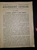 1922, a Közérdekű Levelek c. kommunista lap egy száma, ritka