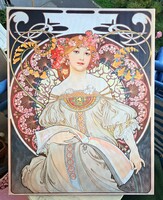 Mucha: Álmodozás (nagyméretű szecessziós vászonnyomat) wall art, plakát, poszter, női portré