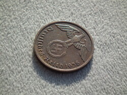 Németország, horogkeresztes birodalmi 2 Pfennig (Reichspfennig), 1938 A