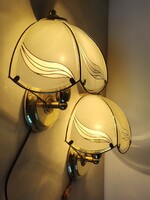 Mid Century Glass Wall Lamp Pair, 1950, NEGOTIABLE