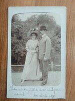 Régi fotó, férfi és nő, házaspár, postázva 1910-ben, Albertirsa