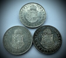 1 Forint 1887-89 KB (3 db)