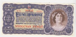 Magyarország 1000000 korona / 80 pengő REPLIKA 1923 UNC