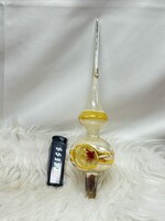 Retro üveg karácsonyfadísz ,reflexes csúcsdísz