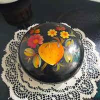 Retró szovjet kézzel festett, lakkozott fadoboz