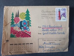 NDK-s illusztrált boríték, 1970-es évek – vonatos motívummal, Drezdából Budapestre