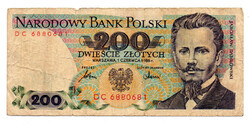 Lengyelország 200 Zloty Bankjegy 1986 P144c L167aa