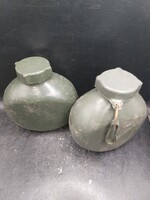 Retro Zöld szürkészöld katonai alumínium kulacs 1970-es évekből,15cm-es.4161b