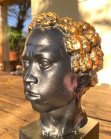 Aranyhajú fekete fiú fej büszt gipsz szobor római kori milétoszi fekete márvány fej replika