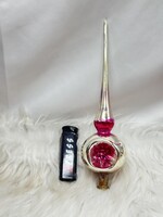 Retro üveg karácsonyfadísz ,reflexes csúcsdísz