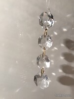 KRISTÁLYFÜGGŐ - 4 db - SZEM - 9 x 1,8 cm - FÉL CENTI VASTAG - RÉZ KAPCSOK -  MARIA THERESIA