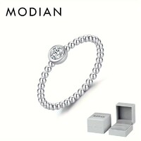 925 Tiszta Ezüst Gyűrű Gyöngyös Dizájnos Kivitelben 0,1 Karátos Moissanite Gyémántkővel Gyűrűdoboz