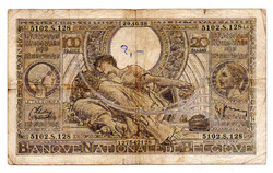 Belgium 100 Frank / 20 Belgas Bankjegy 1938 P107c