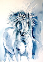 Majestic horse running ii - watercolor painting
