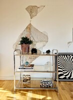 Vintage csővázas füstüveg polc