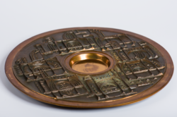 Máté János modernista ötvös iparművészeti bronz fali plasztika