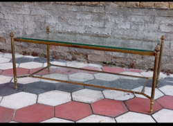 Maison Jansen kétszintes nagy dohányzóasztal arany bronzzal ,"üveglapokkal 1950-60