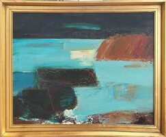 Szentgyörgyi József (1940 - 2014) Jeges Balaton c. Képcsarnokos olajfestménye EREDETI GARANCIÁVAL !