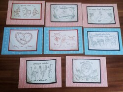 8 db falvédő stílusú lapok, Pittmann Zsófi alkotásai nyomán, postatiszta