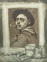 Vén Zoltán: Nagy Balogh János festő portréja, jelzett rézkarc