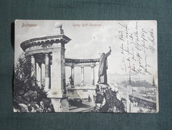 Képeslap,Budapest,Gellért hegy,Szent Gellért szobor látkép,részlet,Dömnner Jonas kiadás Drezda,1911-