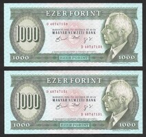 2 db sorszámkövető 1000 forint 1992 D UNC